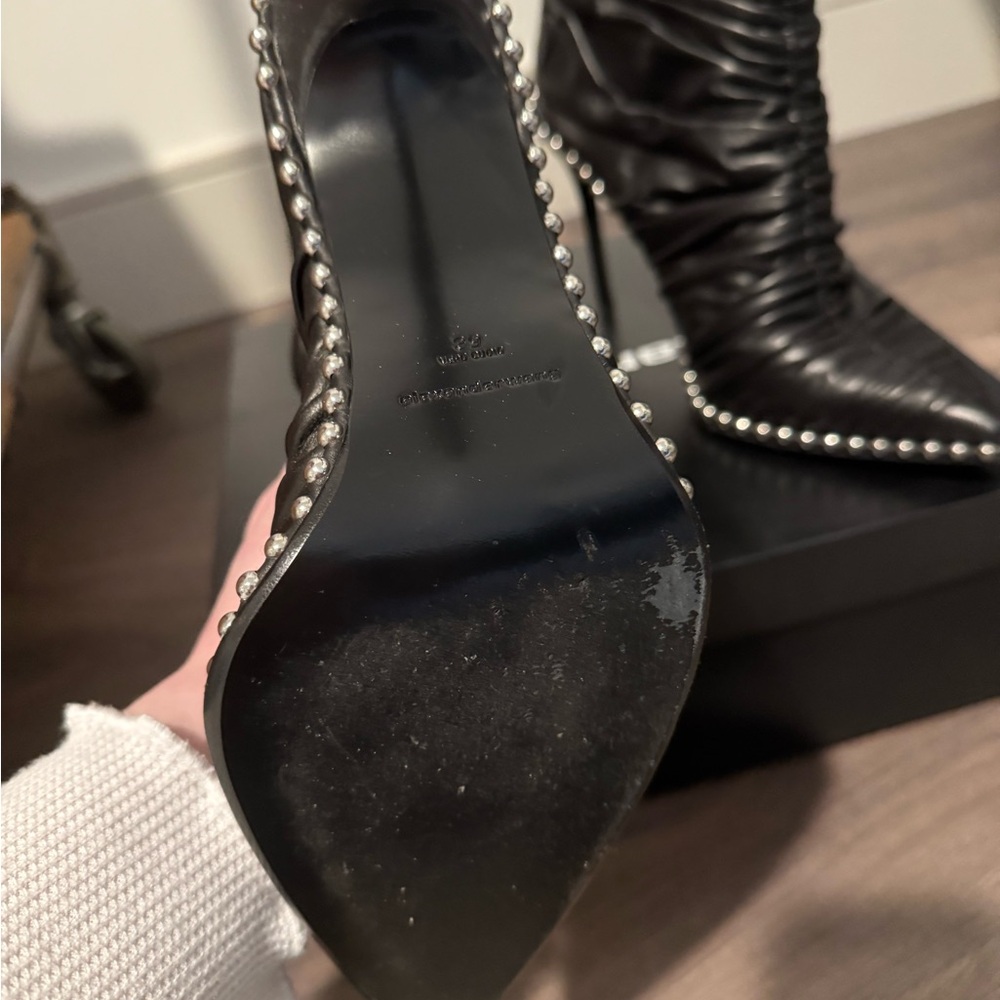 Alexander Wang Black Heeled Boots with Ruched Leather - Picture 3 of 5